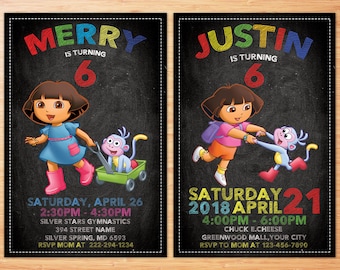 Dora the Explorer Invitation, Dora the Explorer Birthday, Dora the Explorer Invites, Dora the Explorer Party, Printable, Custom, Evite, Card