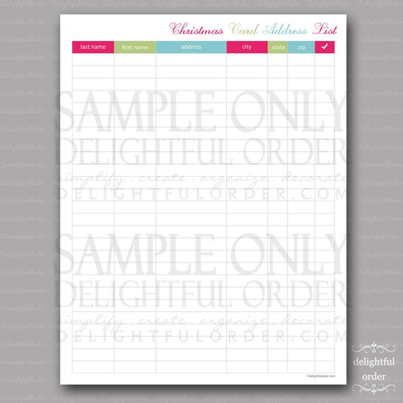 christmas card addresses list