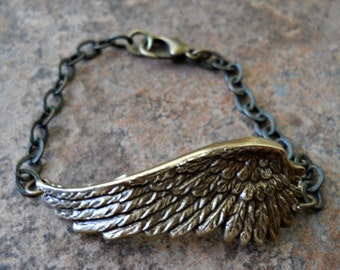 Fallen Angel Brass Wing Bracelet