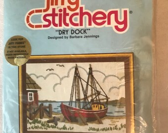 Crewel Kit, DRY DOCK, By: jiffy stitchery, Sunset Designs