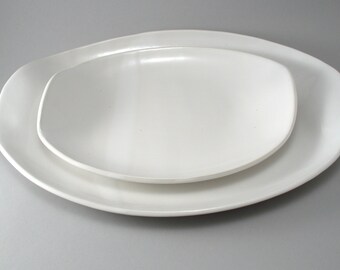 Oval Serving Platters-Stoneware Serving Platters-Ceramic Tableware-White Pottery