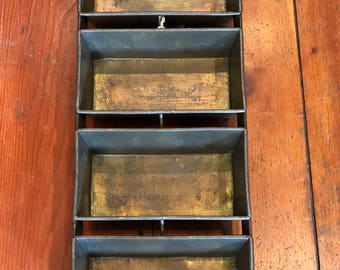 Vintage 1940's - 1950's Lockwood Industrial 4 Loaf Metal Bread Pan Repurposed as Center Piece / Wall Hanging Display / Food Server / Storage
