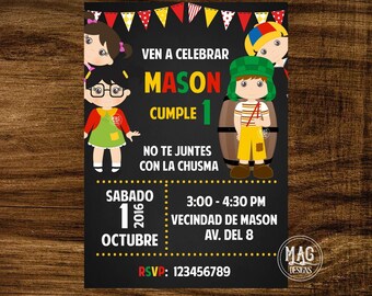 Chavo del ocho invitation, Invitación Chavo del 8, La vecindad del Chavo invitación. Digital File