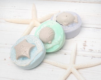 Loofah Soap, Beach Soap, Beach Loofas, Soap Pack, Shell Soap, Coconut Scented Soap, Coconut Loofa, Bath Scrubber, Pastel Soap, Coconut Soap
