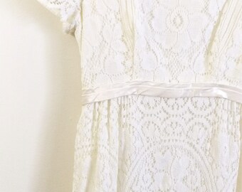 Vintage 1960s Wedding Dress Emma Domb Wedding Dress White Emma Domb 60s Wedding Gown Lace Wedding Dress Lace Empire Waist XS Small Pe