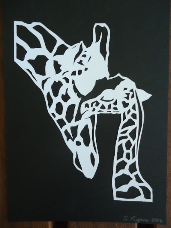 Download Giraffe Mom or Dad with Baby Silhouette Cutout 5x7