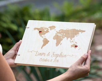 Wedding Guest Book, Guest Book, Wedding Guestbook, Rustic Guest Book, Custom Guest Book, Map Guest Book, Travel Guest Book, Guestbook, Map
