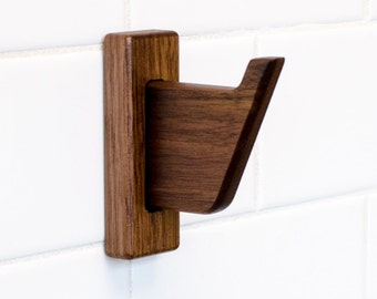 Robe & Towel Hook - Walnut, Cherry, Oak, Beech - Bathroom Accessories - Beach House Decor - Modern Bath - Robe Hook - Wall Hook
