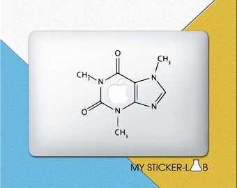 Coffee MacBook Decal Coffee MacBook Sticker Caffiene Molecular Structure Sticker Caffiene Chemistry Symbol Decal Science Molecule Atoms m338