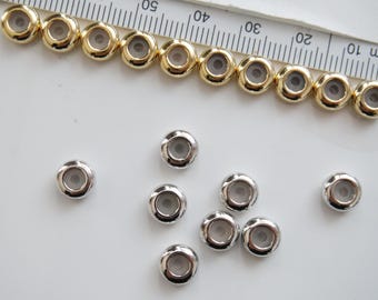 4 pc. Chain Stopper, Slide Holder, Slider Bead, Stopper Bead, Chain Length Controller, 16k Gold /Original Rhodium/Rose Gold Plated Brass