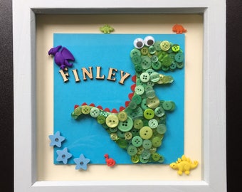 Button Dinosaur/ Animal/ Motif Box Frame