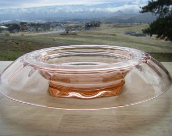 Hocking Glass 'Block Optic' Antique Centerpiece or Console Bowl, Rolled Edge or Overflow Bowl