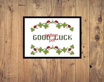 good luck modern cross stitch pattern pdf clover embroidery cross stitch Pattern Download PDF Instant Download digital pdf embroidery file
