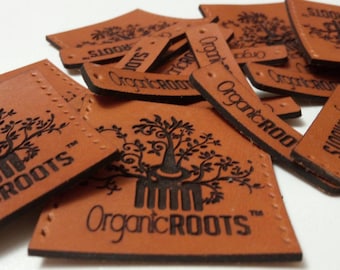 Custom Leather Labels with your logo, any text, customized size, Personalized Stamped Tag for Handmade Business, True Leather Patch Engraved