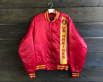 Vintage 70s U.S. Marines Satin Bomber Jacket