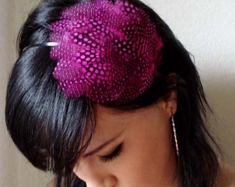 hot pink feather headband or hair clip - bohemian feather fascinator - women's gift - hair accessories for women - bridesmaid gift - PEGGY