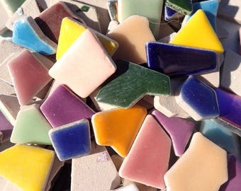 Mosaic Ceramic Tiles - Random Geometric Shapes in Assorted Colors - 50 Tiles - Jigsaw