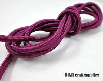 Wrapped silk cord, satin cord, purple, 2 meters