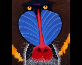 African Mandrill Baboon Original Painting