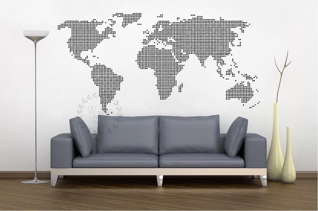 Giant world map wall decal Map wall stencils Abstract world