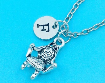 Chair necklace, palace chair charm necklace, personalized necklace, custom charm pendant, initial necklace, ornate chair pendant necklace
