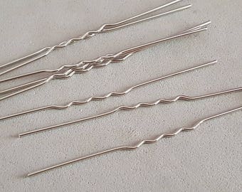 10 chigon pins silver 65 cm