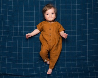 Baby linen romper Linen jumpsuit Baby linen clothes Baby jumpsuit Toddler jumpsuit Linen overall Baby comig home outfit 1st Birthday clothes