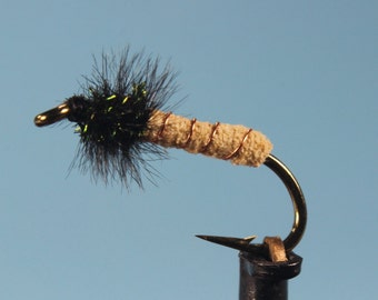 3-pack "Buckskin Caddis" flies, fly fishing flies, hand-tied flies, Caddis nymph, wet flies, Trout flies, Caddis flies
