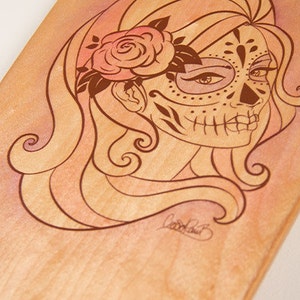 Alt Roots Sugar Skull Kicktail Skateboard