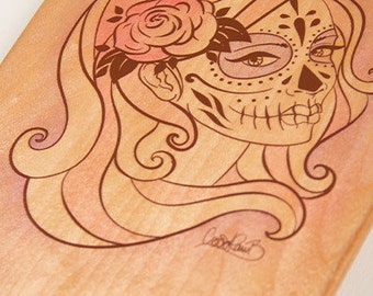Alt Roots Sugar Skull Kicktail Skateboard