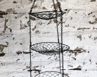 vintage tiered wire hanging baskets