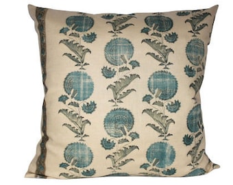 Jasper Michael Smith Indian Flower Pillow Cover in Turquoise