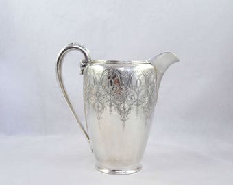 International Silver, Silver Plate Pitcher In The Paisley Pattern, Signed And Numbered Silver Water Pitcher