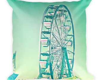 Whimsical Carnival Ferris Wheel Square Throw Pillow