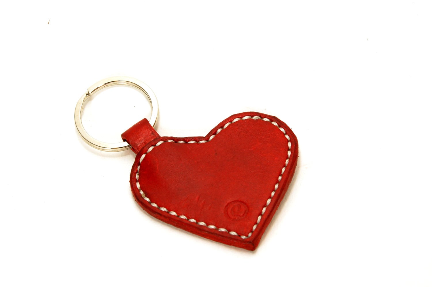 Personalized Heart Keychain Leather Heart Keyring