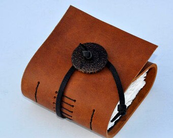Handmade Leather Journal 4 1/2" x 4 1/2" - 140 lb watercolor paper - Sketchbook