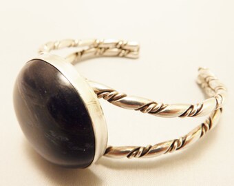 Sterling Silver Blue Gemstone Cuff Bracelet
