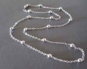 White Gold Ball Chain Necklace