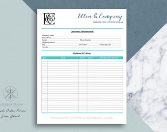 Text Only Order Form Line Sheet TEMPLATE for Wholesale Orders | Word Template | Printable 8.5 x 11 Form | Editable Form in Word