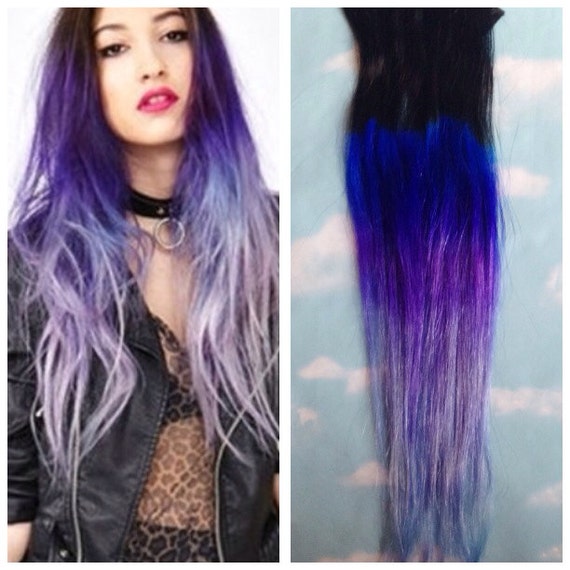 Purple Ombre Hair Clip Extensions Blue Ombre Hair Purple