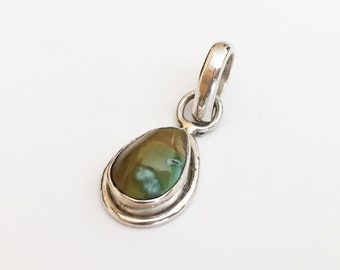 Vintage Turquoise Pendant, Silver and Turquoise Pendant, Natural Turquoise, Sterling Silver Pendant
