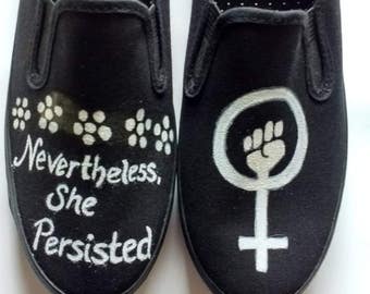 Nevertheless, she persisted painted shoes