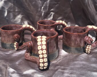 Set of 4 Octopus tentacle mugs