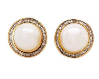 18K Mabe Pearl & Diamond Earrings