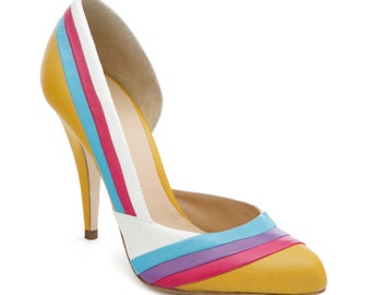 Multicolor cold stiletto pumps
