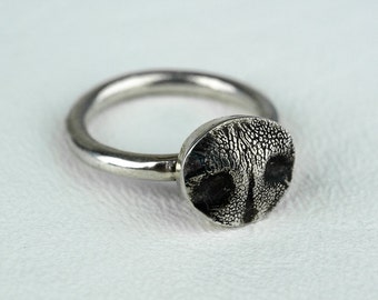 Dog Nose Ring Sterling Silver Mini Dog Nose Print