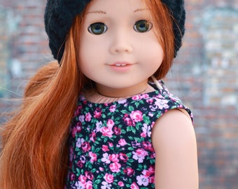 AG Doll Clothes | Black Hand Knitted Slouch Slouchy HAT for 18 Inch Dolls