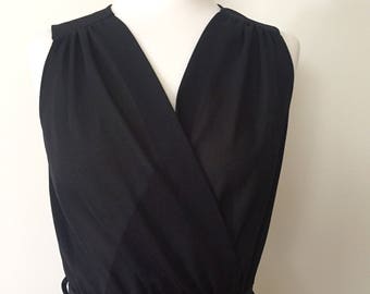 Classic 80's little black dress with pleated skirt Size 10
