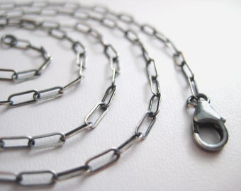 Flat Oval Link Chain... Shiny or Oxidized Sterling Silver ... Add a Pendant