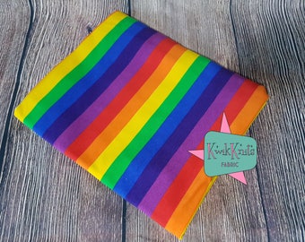 Bright - rainbow - stripes - cotton lycra - stretch - knit fabric - 95/5 - four way - stretch knit - fabric - rainbow fabric